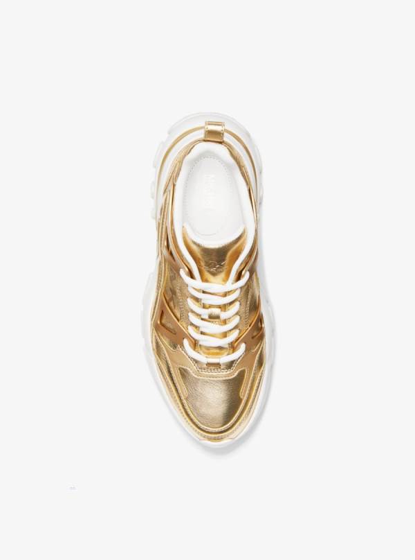 Damske Tenisky Michael Kors Nick Metallic Leather Zlate - Topanky Michael Kors Sleva | ISBOW-0839